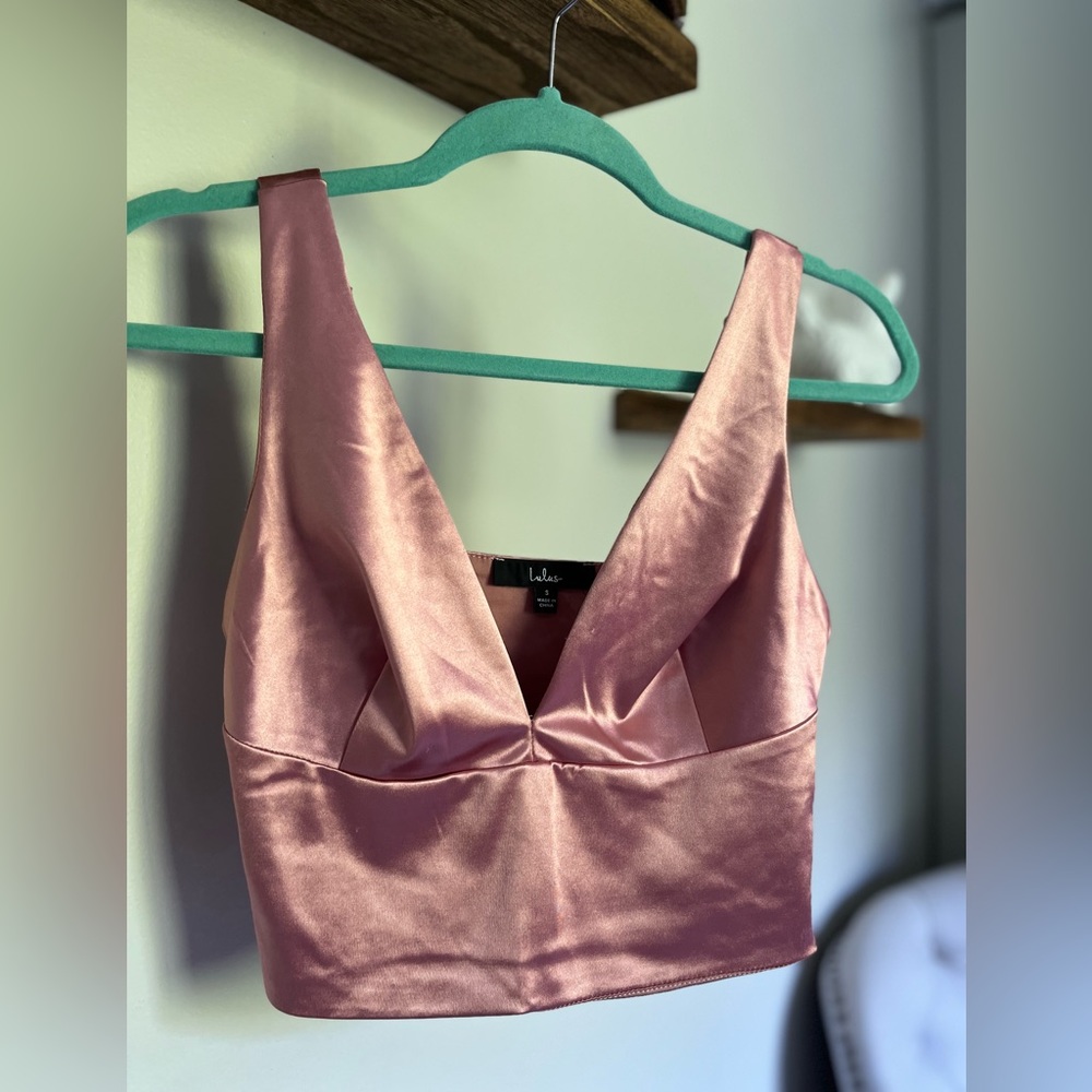 Love the Luxe Rose Pink Satin Sleeveless Crop Top by Lulu’s